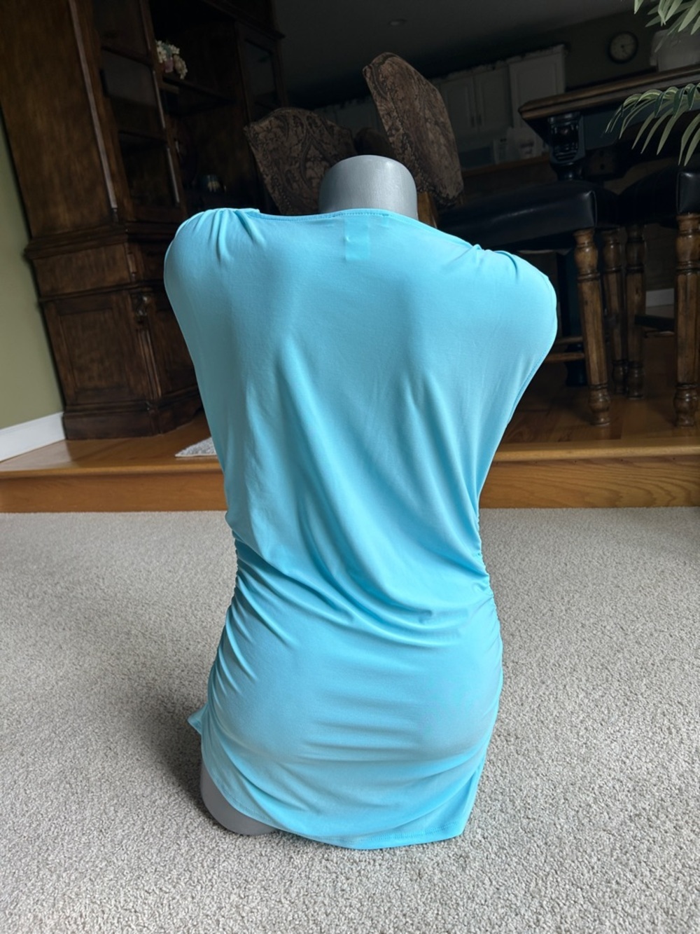 WHITE HOUSE, BLACK MARKET BABY BLUE DRAPE FRONT TANK TOP - Picture 4 of 5